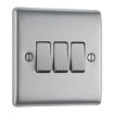 Picture of Single, Triple Light Switch, 2 Way - Brushed Steel