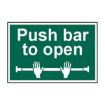 Picture of 'Push Bar To Open' Sign, Self-Adhesive Semi-Rigid PVC (300mm x 200mm)