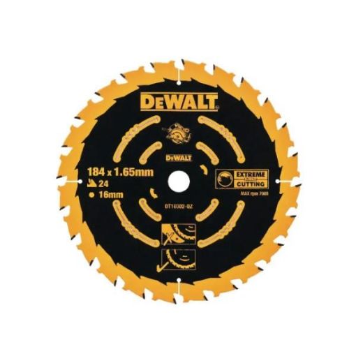 Picture of DEWALT CIRCULAR SAW BLADE 184 x 1.8 x 24TEETH 16MM BORE DT10302-qz