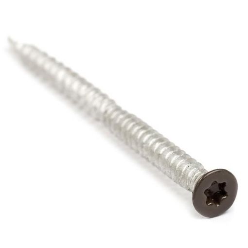 Picture of SAIGE ENGINEERED FIXINGS FOR SOLID BOARDS COFFEE SCR-100-COFF
( 100 m4 x 65 colouerd decking screw 1 star drive drill bit )