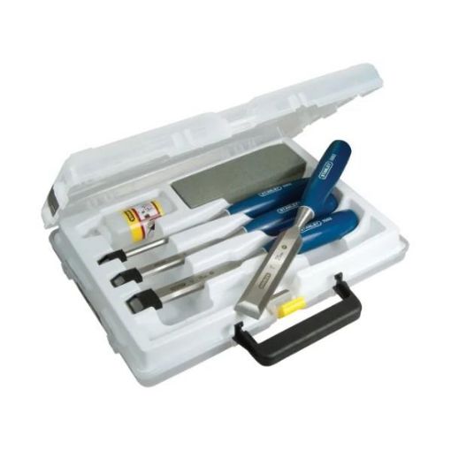 Picture of STANLEY 5002 B/E CHISEL SET 4pc + OILSTONE STA016130
